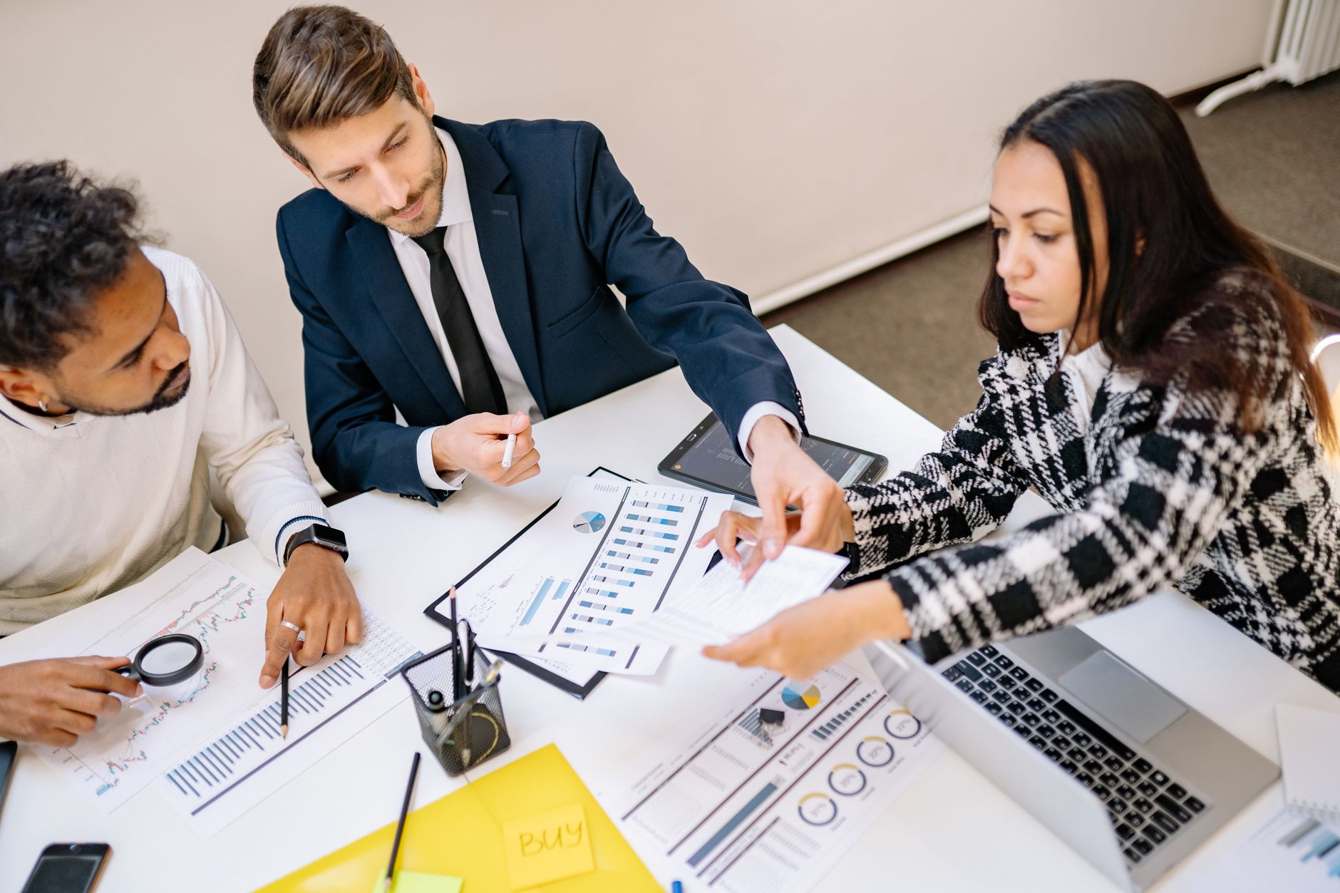 Business team collaborating in a modern office